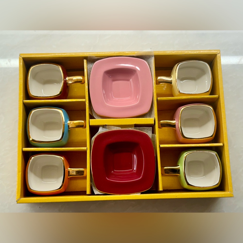 GNA Fine Porcelain Espresso Cups & Saucers Set